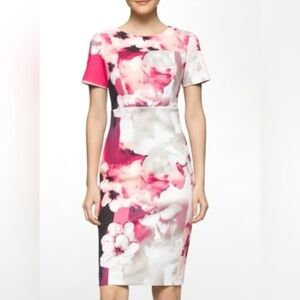 Calvin Klein Floral Pink and White Short Sleeve Dress